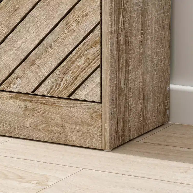 Meuble à chaussures basculant 3 tiroirs ajourés Marron veiné bois