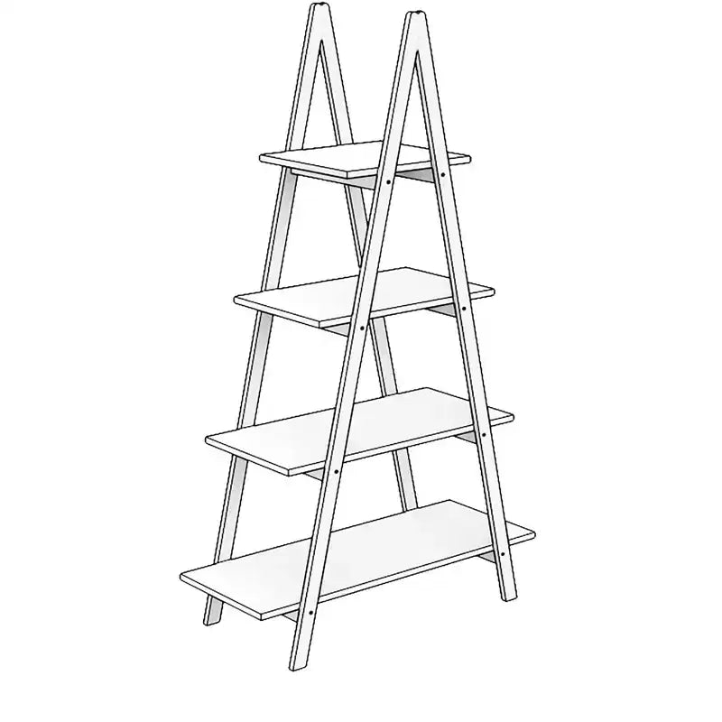 Bibliothèque haute de 42,9 cm en bambou blanc avec 4 étagères en forme de A
