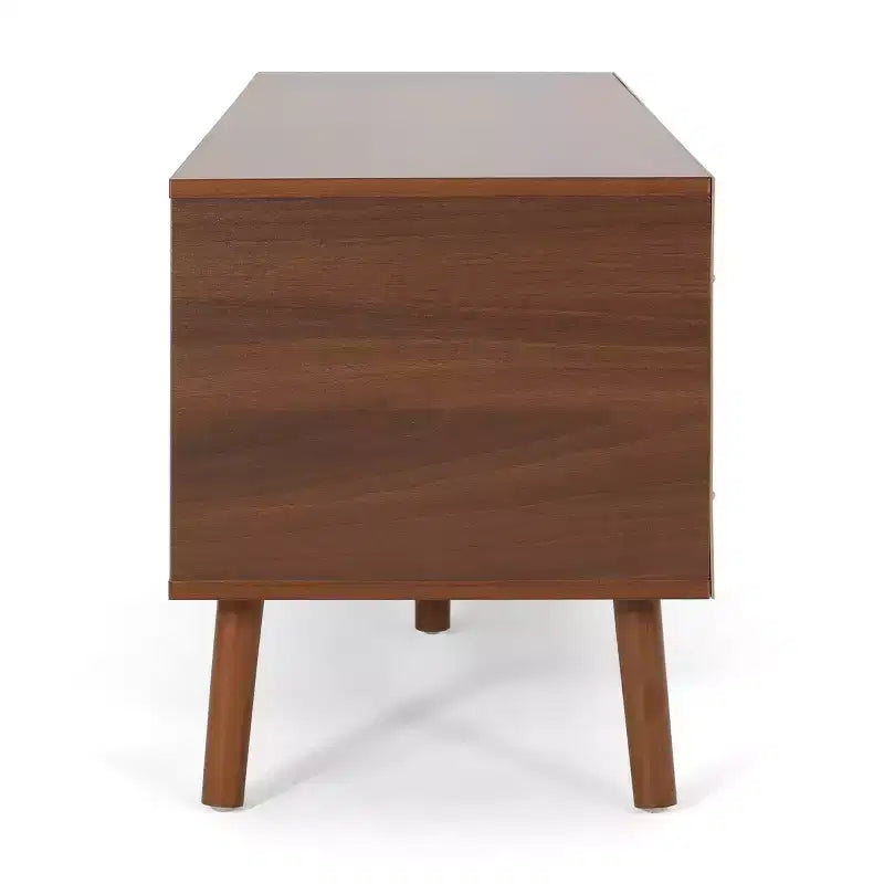 Meuble TV en bois de 120 cm avec 2 armoires, Noyer et Blanc