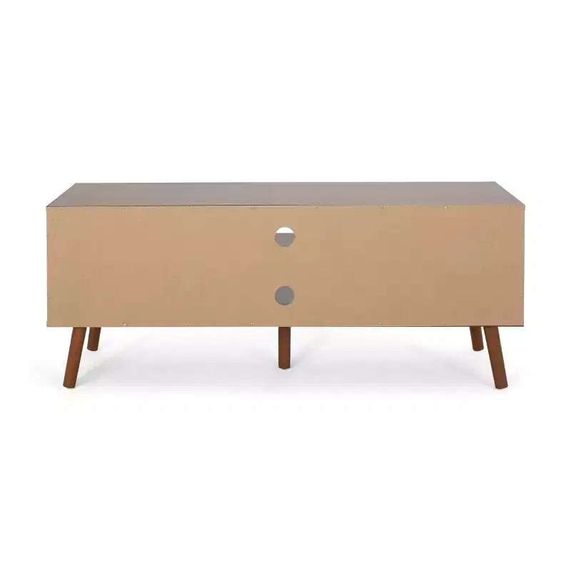 Meuble TV en bois de 120 cm avec 2 armoires, Noyer et Blanc