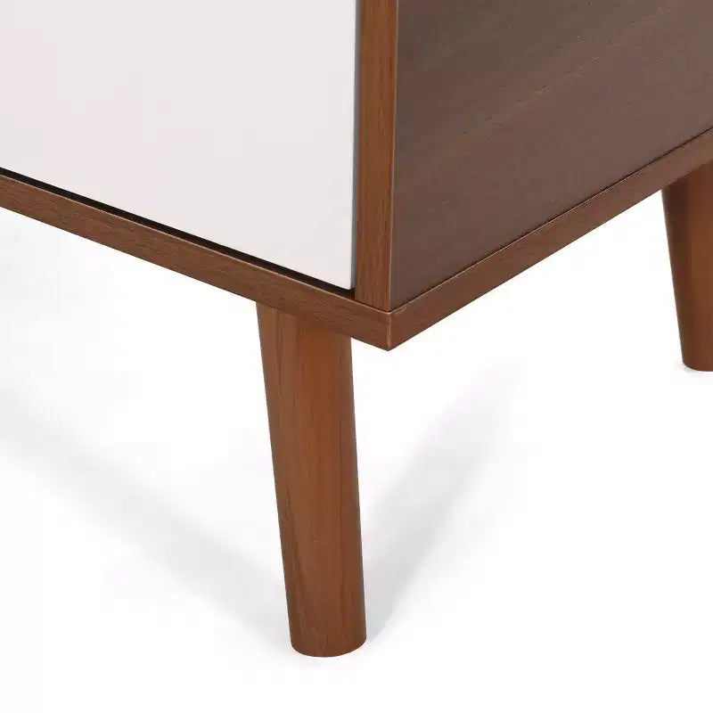 Meuble TV en bois de 120 cm avec 2 armoires, Noyer et Blanc