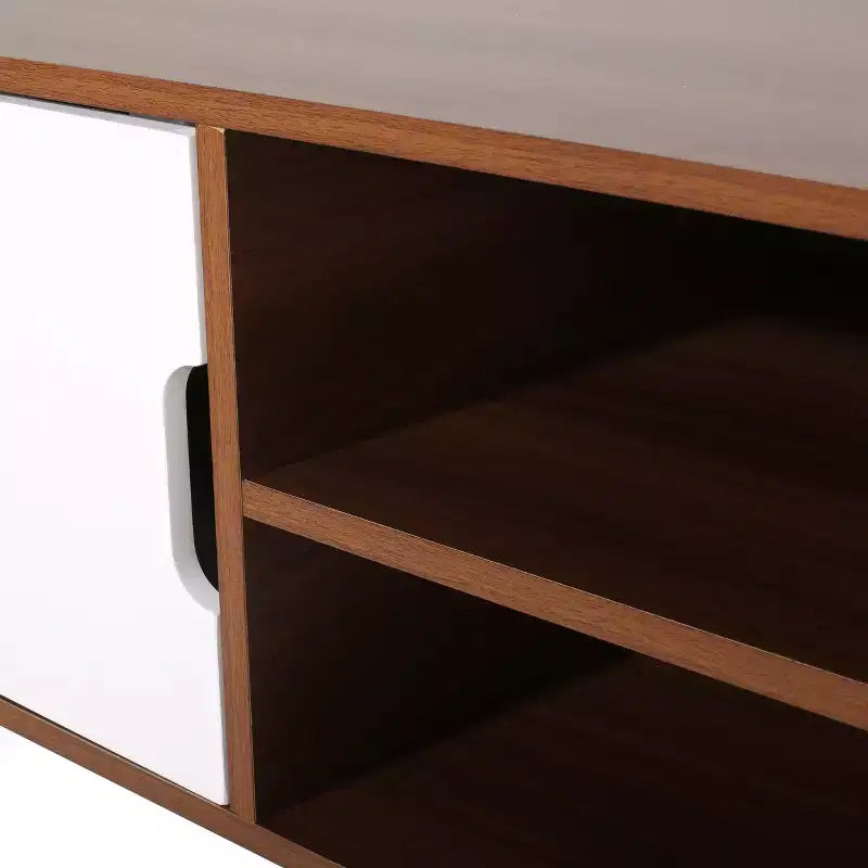 Meuble TV en bois de 120 cm avec 2 armoires, Noyer et Blanc