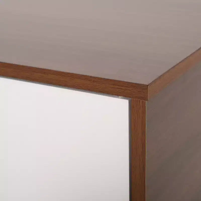 Meuble TV en bois de 120 cm avec 2 armoires, Noyer et Blanc