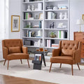 Fauteuil de style moderne capitonné à boutons marron rétro