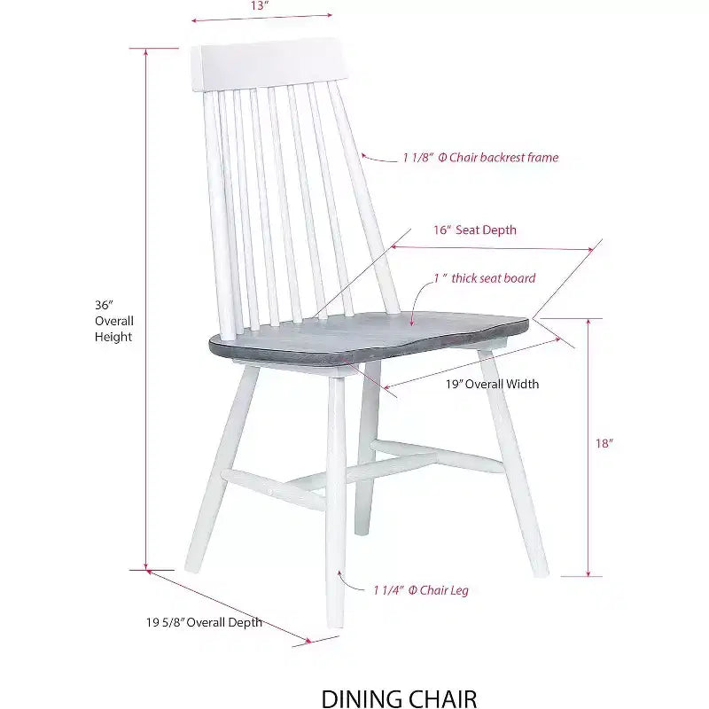 Chaise de salle à manger blanche/grise avec dossier à lattes en bois