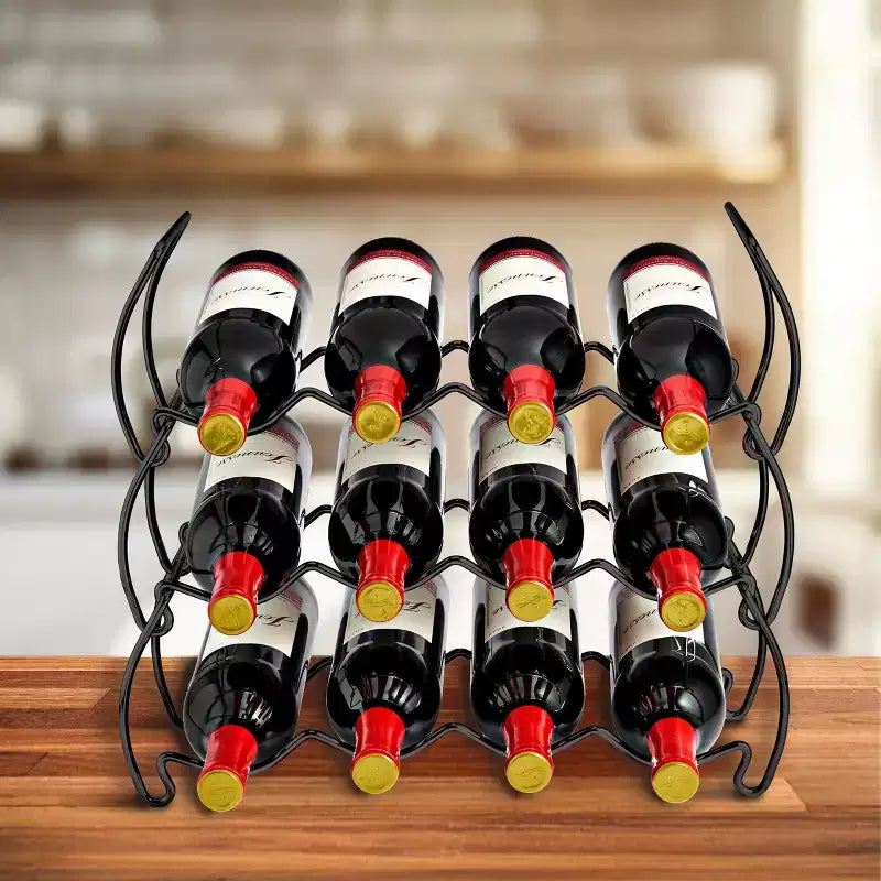 Range-bouteilles classique empilable à six niveaux - Convient pour les bars, caves à vin, sous-sols, armoires, garde-manger, etc. - Peut contenir jusqu'à 24 bouteilles de vin.