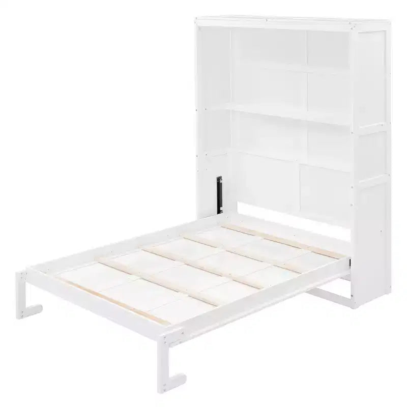 Lit escamotable au design moderne, intégré dans une armoire avec étagères, qualité supérieure