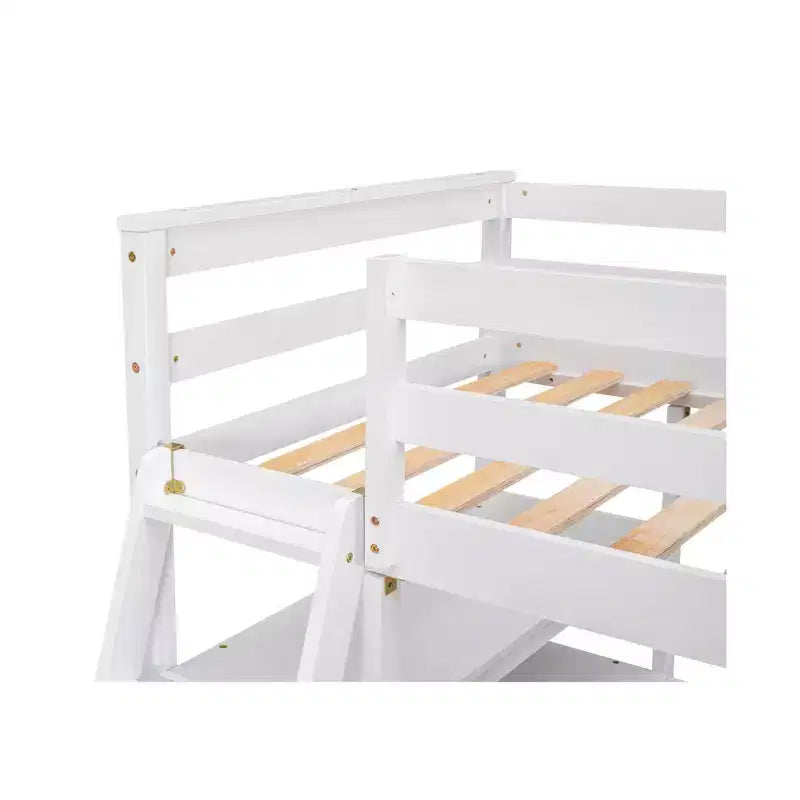 Lit mezzanine en bois de 79,5''L*57,1''W avec bureau, étagères et deux tiroirs intégrés, design multifonctionnel