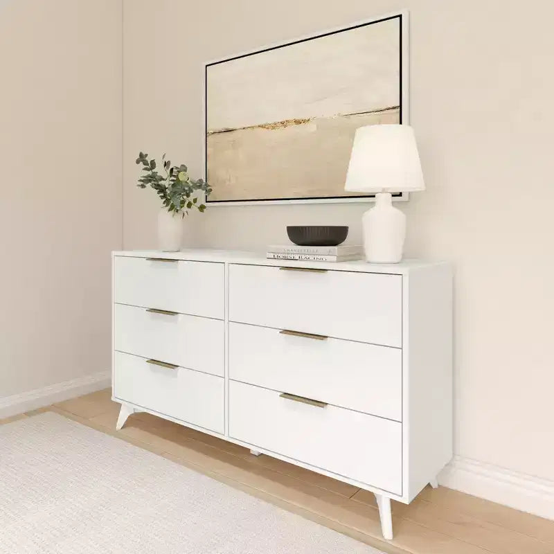Plank+Beam 6 Drawer Dresser with Brass Handle