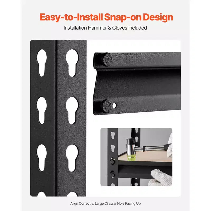 Étagères de rangement, 2000 lbs, rayonnage de garage à 5 niveaux, étagères métalliques réglables 16 Px32 Lx62,8 H pour rayonnages de garage, support utilitaire, Noir