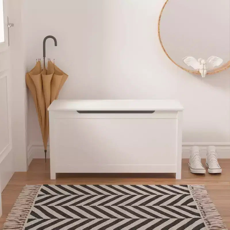Coffre à jouets en bois pour enfants avec couvercle à charnière de sécurité, pour les 2 ans et plus (blanc)