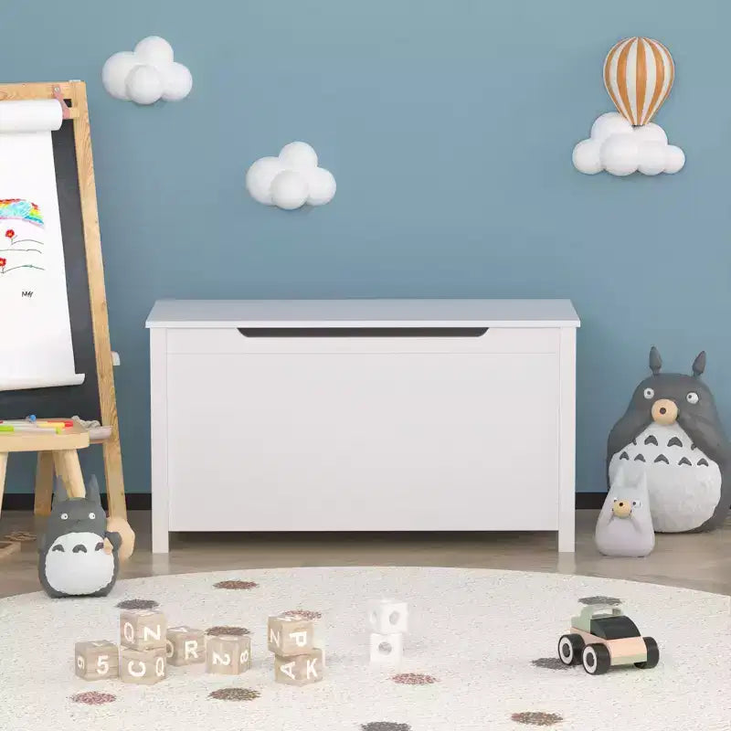 Coffre à jouets en bois pour enfants avec couvercle à charnière de sécurité, pour les 2 ans et plus (blanc)
