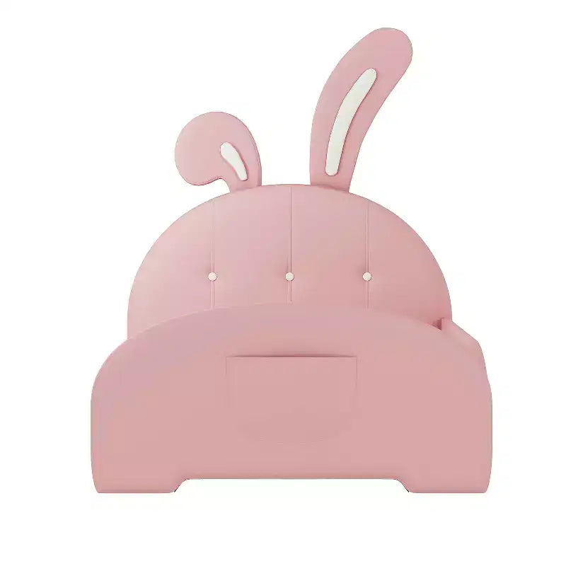 Lit de princesse rembourré en forme de lapin avec tête et pied de lit rose, taille double