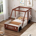 Cute Twin Size Car Bed, Twin Size Wooden Platform Bed in Car-Shaped for Boys Girls Bedroom, Orange