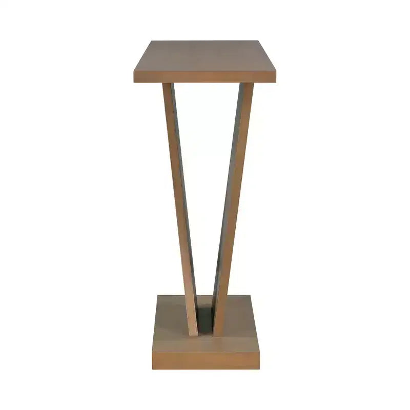 Console d'entrée à base en V, table de couloir décorative, table de canapé étroite, fabriquée en placage de bois naturel, classique et polyatile.