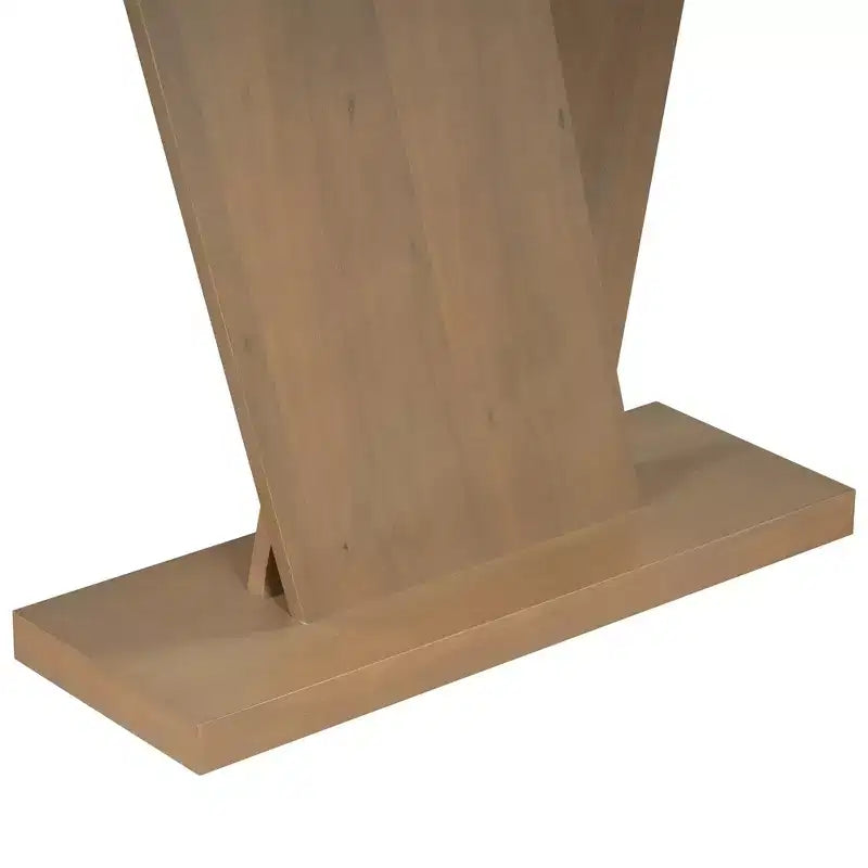 Console d'entrée à base en V, table de couloir décorative, table de canapé étroite, fabriquée en placage de bois naturel, classique et polyatile.
