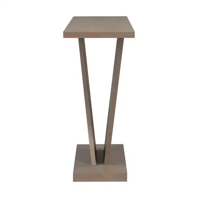 Console d'entrée à base en V, table de couloir décorative, table de canapé étroite, fabriquée en placage de bois naturel, classique et polyatile.