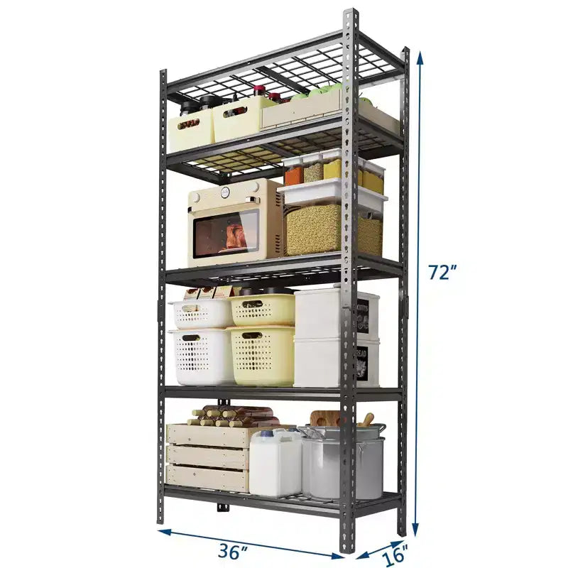Étagère de garage métallique robuste à 5 niveaux, capacité de 1000 kg - Réglable pour rangement, garage et sous-sol