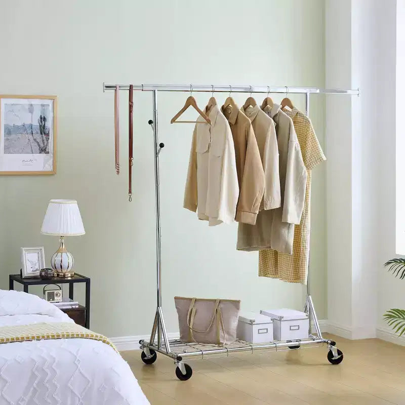 Porte-vêtements roulant robuste, portant à vêtements commercial en fer pliable (cintres portables pour chambre à coucher)