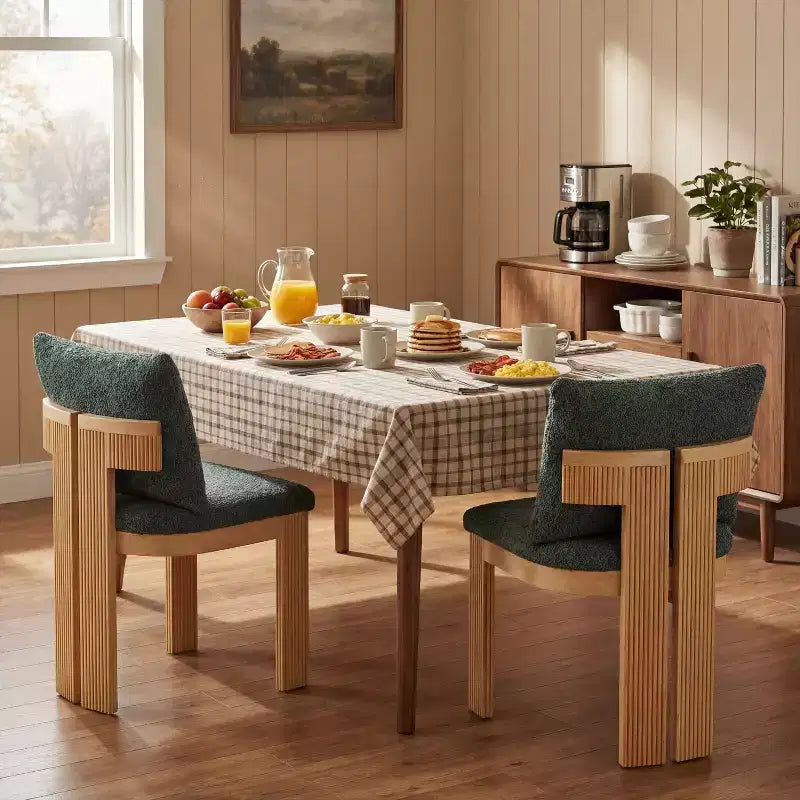 Chaise de salle à manger capitonnée moderne ornée de bois d'hévéa