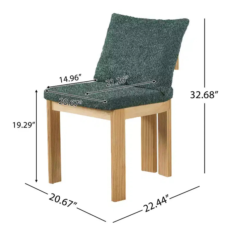 Chaise de salle à manger capitonnée moderne ornée de bois d'hévéa
