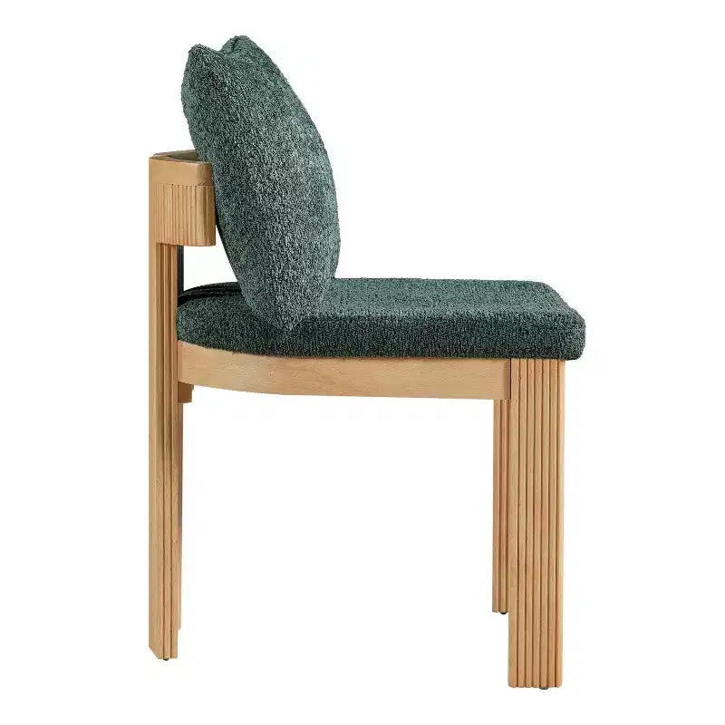 Chaise de salle à manger capitonnée moderne ornée de bois d'hévéa