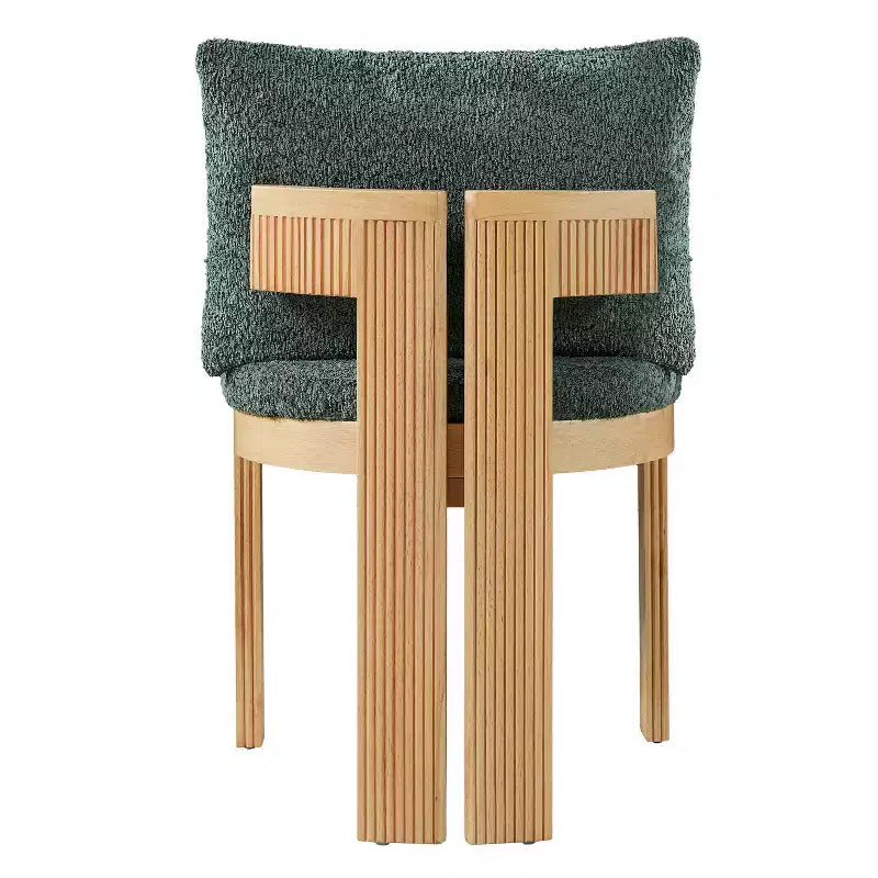 Chaise de salle à manger capitonnée moderne ornée de bois d'hévéa