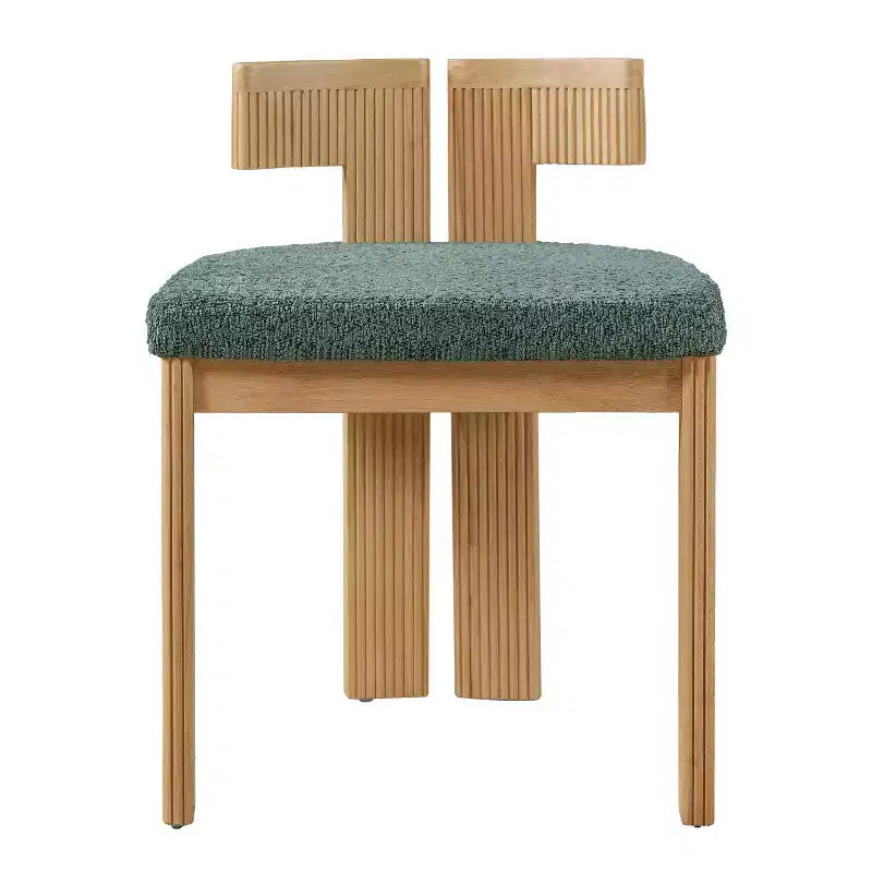 Chaise de salle à manger capitonnée moderne ornée de bois d'hévéa