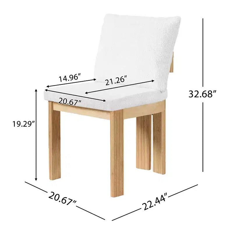 Chaise de salle à manger capitonnée moderne ornée de bois d'hévéa