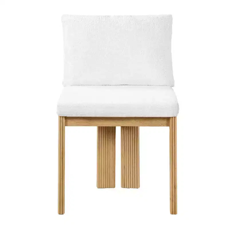Chaise de salle à manger capitonnée moderne ornée de bois d'hévéa