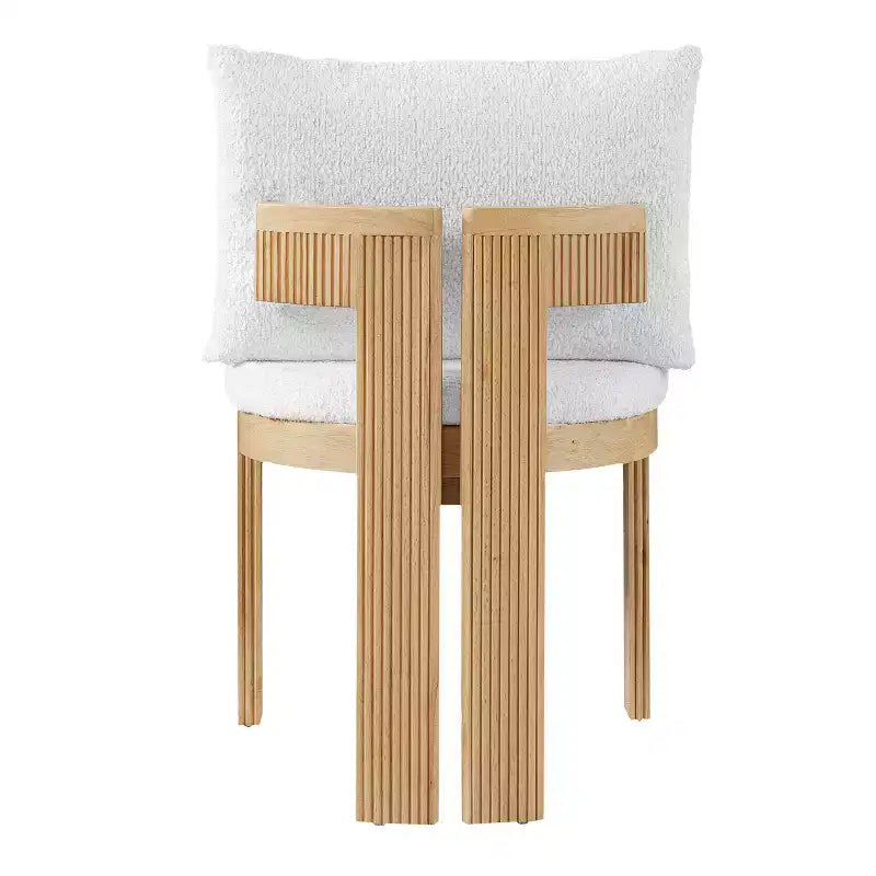 Chaise de salle à manger capitonnée moderne ornée de bois d'hévéa
