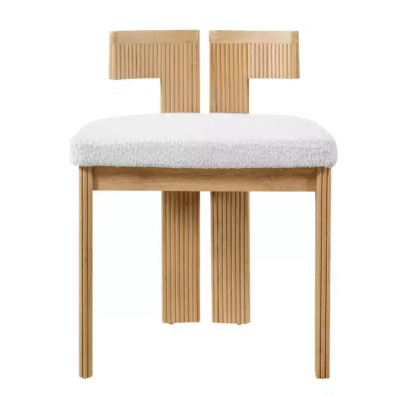 Chaise de salle à manger capitonnée moderne ornée de bois d'hévéa