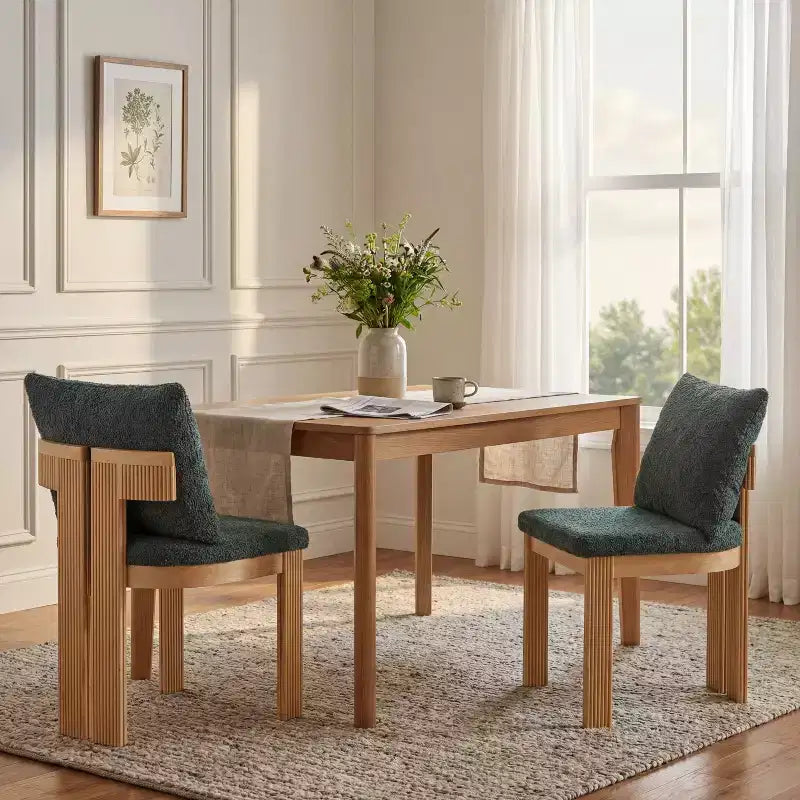 Chaise de salle à manger capitonnée moderne ornée de bois d'hévéa