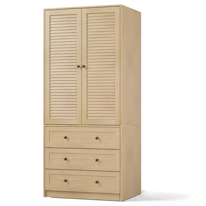 Armoire avec tiroirs, armoire de rangement double porte pour chambre à coucher