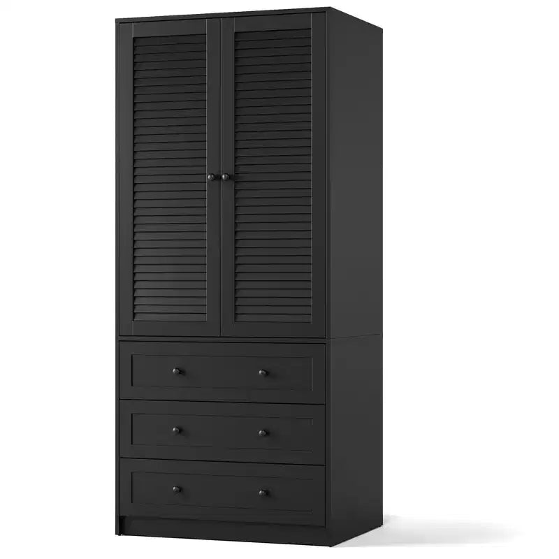 Armoire avec tiroirs, armoire de rangement double porte pour chambre à coucher