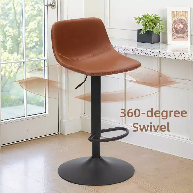 Tabourets de Bar Pivotants Réglables, Tabourets de Bar Industriels en Cuir PU Style Médiéval, Convient pour les Îlots de Cuisine.