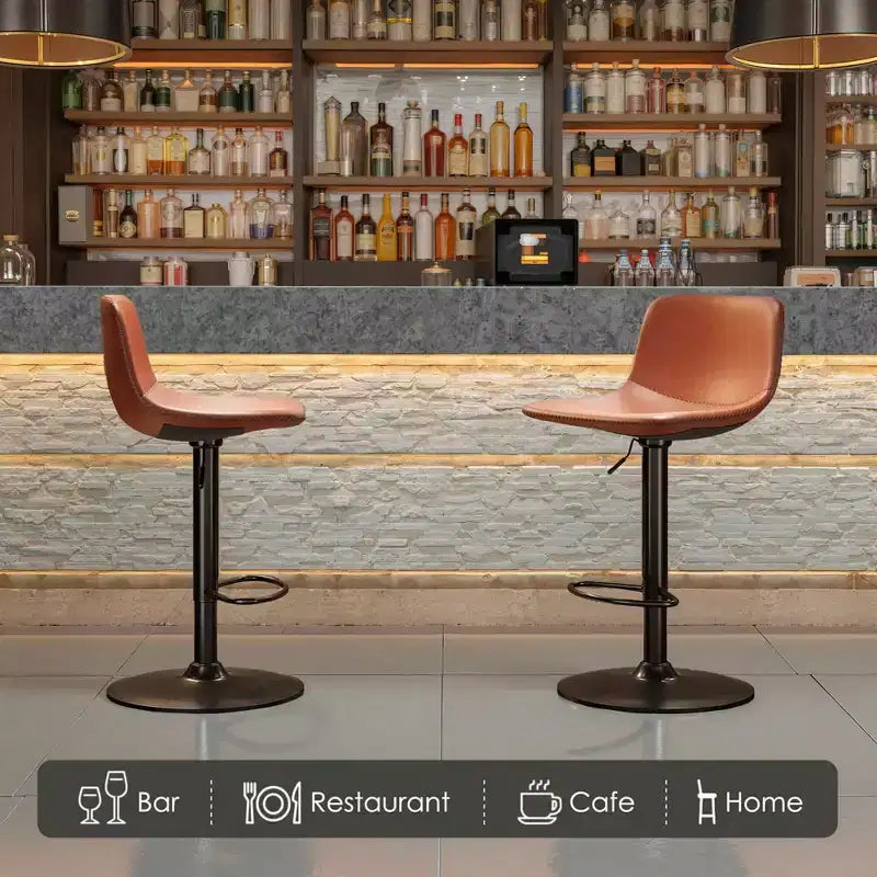Tabourets de Bar Pivotants Réglables, Tabourets de Bar Industriels en Cuir PU Style Médiéval, Convient pour les Îlots de Cuisine.
