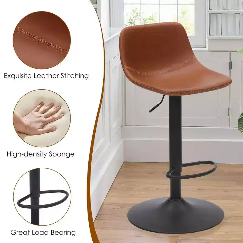 Tabourets de Bar Pivotants Réglables, Tabourets de Bar Industriels en Cuir PU Style Médiéval, Convient pour les Îlots de Cuisine.