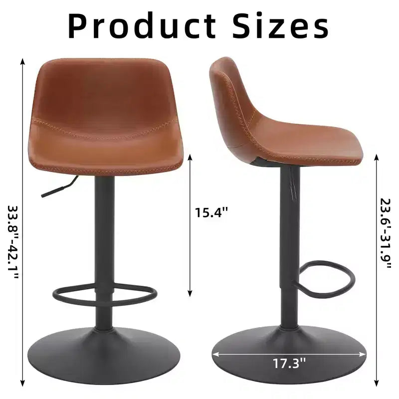 Tabourets de Bar Pivotants Réglables, Tabourets de Bar Industriels en Cuir PU Style Médiéval, Convient pour les Îlots de Cuisine.