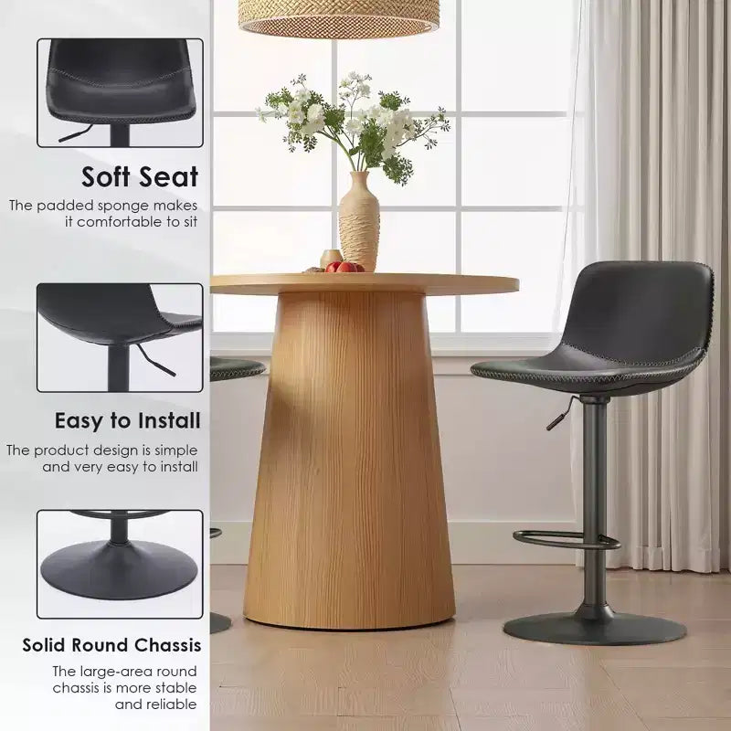 Tabourets de Bar Pivotants Réglables, Tabourets de Bar Industriels en Cuir PU Style Médiéval, Convient pour les Îlots de Cuisine.