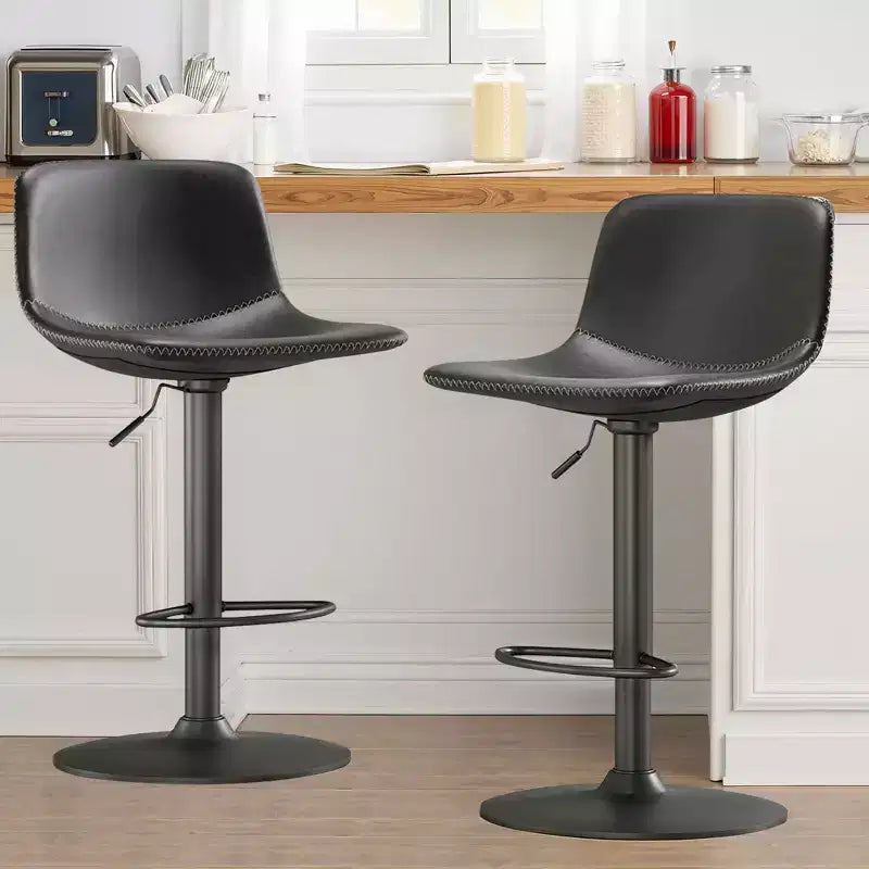 Tabourets de Bar Pivotants Réglables, Tabourets de Bar Industriels en Cuir PU Style Médiéval, Convient pour les Îlots de Cuisine.