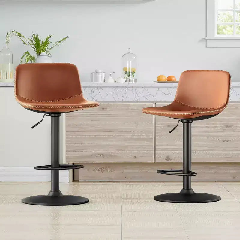 Tabourets de Bar Pivotants Réglables, Tabourets de Bar Industriels en Cuir PU Style Médiéval, Convient pour les Îlots de Cuisine.