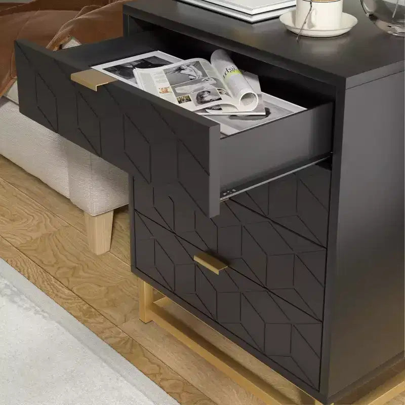 Commode de chambre, commode en bois rose à 4 tiroirs avec poignées, rangement moderne pour couloir et entrée