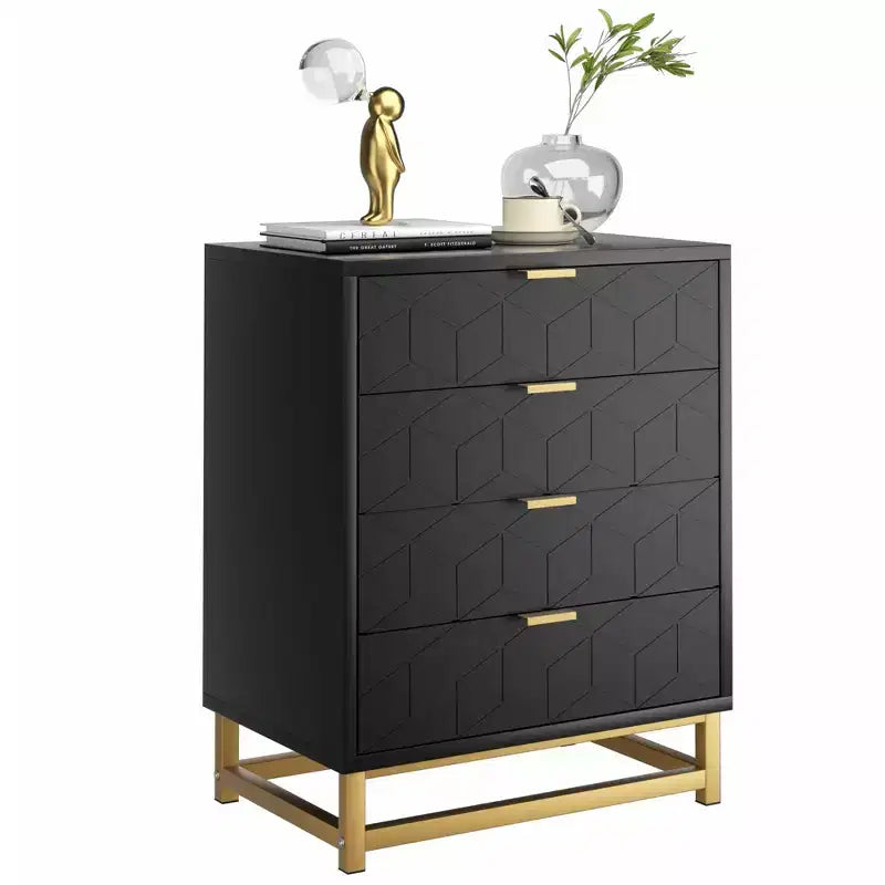 Dresser for Bedroom, 4-Drawer Pink Wooden Dresser with Handles, Modern Storage for Hallway Entryway