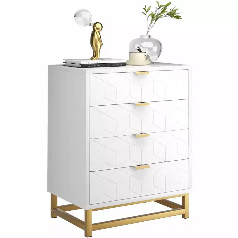Commode de chambre, commode en bois rose à 4 tiroirs avec poignées, rangement moderne pour couloir et entrée