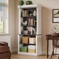 White Bookshelf with Adjustable Shelves, 5-Tier Display Cabinet with LED Light