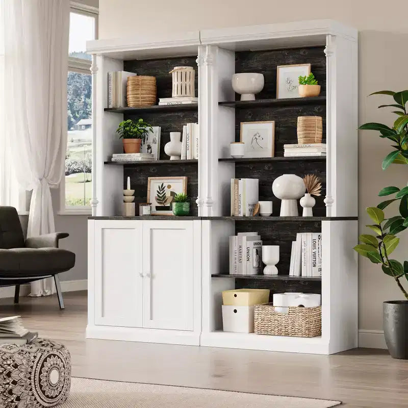 Étagère blanche avec étagères réglables, Vitrine à 5 niveaux avec lumière LED