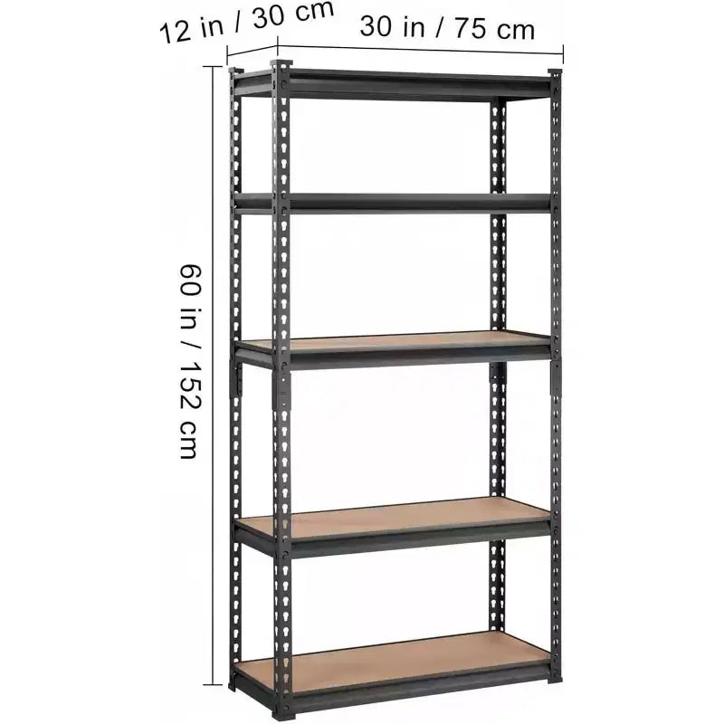 Étagères de rangement robustes, étagères de rangement de garage à 5 niveaux, unité d'étagères de rangement métalliques réglables, étagères de rangement de garage faciles à assembler