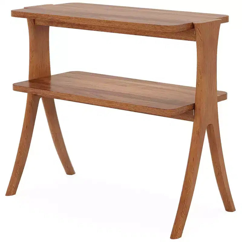 Table d'appoint en bois, Table d'appoint de style rustique avec étagère de rangement à 2 niveaux