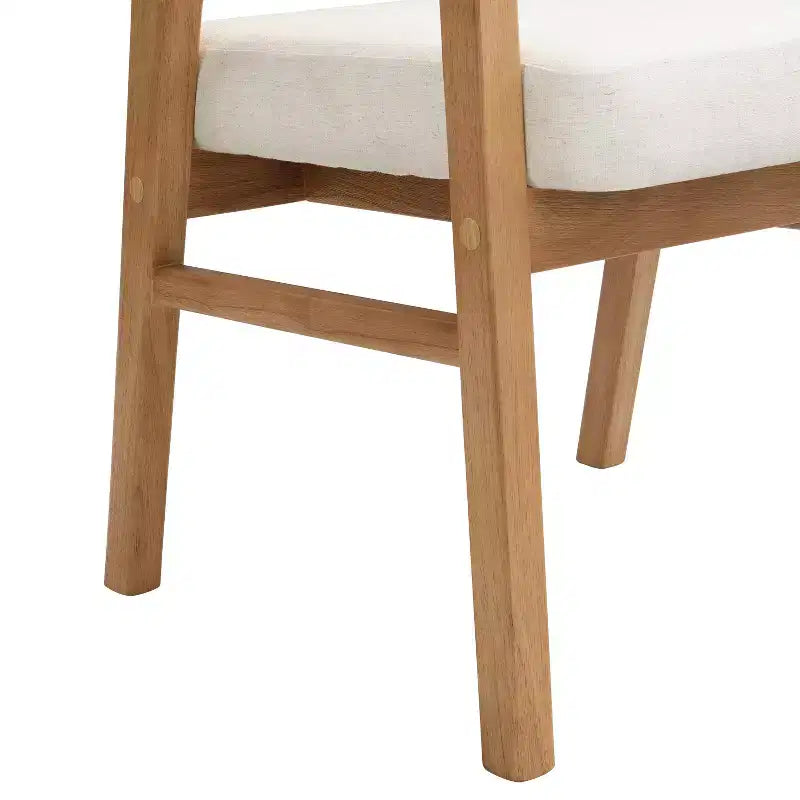 Chaise de salle à manger capitonnée en bois d'hévéa avec dossier incurvé en rotin